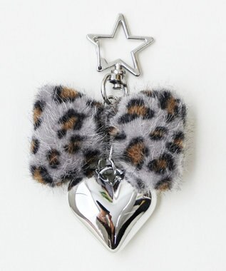 WEGO レオパードリボンキーホルダー グレー