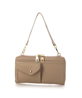 UNBILLION カシュカシュ cachecache / リールキー付きウォレットショルダーバッグ ベージュ