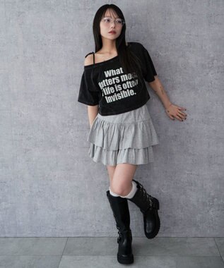 WEGO 2WAYオフショルショートT 柄6