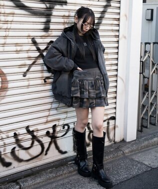 WEGO 【ウエストゴム】スウェットフリルスカパン 柄2