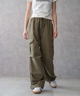 WEGO 【ウエストゴム】イージーパラシュートカーゴパンツ オリーブ