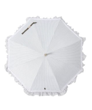 MOONBAT POLO RALPH LAUREN 晴雨兼用 長傘 ストライプフリル 日傘 一級遮光 遮熱 UV カーキー