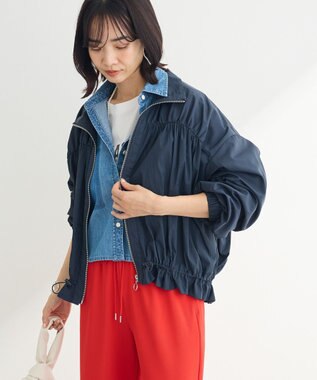 Green Parks ギャザーナイロンブルゾン Navy