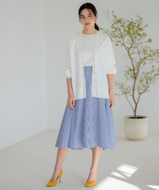 組曲 【洗える】C/Nyブロード スカート ネイビー系1