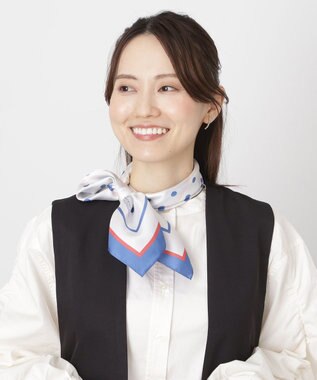  【シルク100%】MACKINTOSH PHILOSOPHY(マッキントッシュ フィロソフィー）ドット シルクプリントスカーフ 日本製 68cm×68cm UV対策