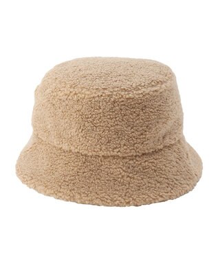 MOONBAT PAUL & JOE ACCESSOIRES 【サイズ調整可】バケットハット ボア ねこ刺繍ワッペン ヌネットモチーフ ベージュ