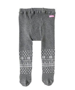 MIKI HOUSE HOT BISCUITS 【70-120cm】 雪の結晶柄 タイツ グレー