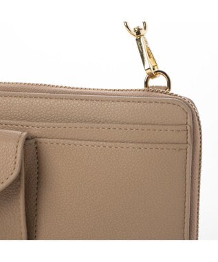 UNBILLION カシュカシュ cachecache / リールキー付きウォレットショルダーバッグ ベージュ