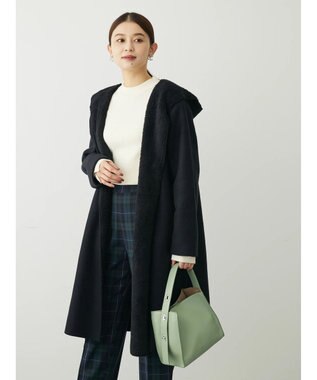 Green Parks フード付き裏ボアロングコーディガン