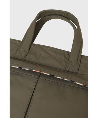DAKS 軽量ナイロン×牛革 ハウスチェックディテール ブリーフケース パールグリーン
