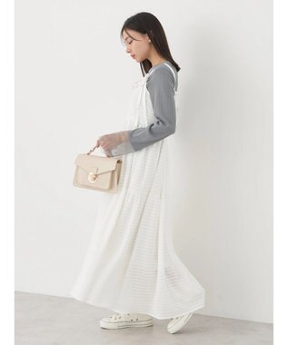 earth music&ecology 表面感肩リボンキャミワンピース Off White