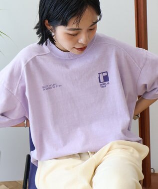 AMERICAN HOLIC 【WEB限定】ピグメント5分袖ロゴプルオーバー Purple