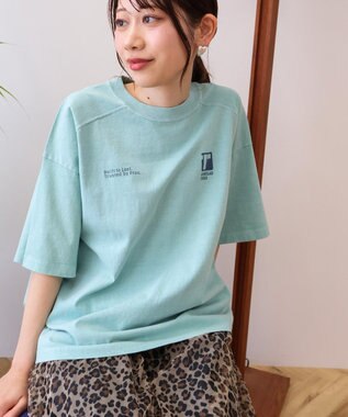 AMERICAN HOLIC 【WEB限定】ピグメント5分袖ロゴプルオーバー Lime Green