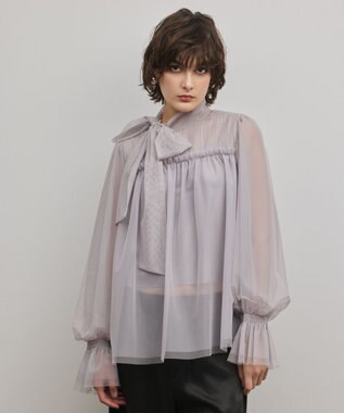 GRACE CONTINENTAL チュールタイブラウス グレー