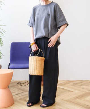 AMERICAN HOLIC 【WEB限定】ピグメント5分袖ロゴプルオーバー Charcoal Gray