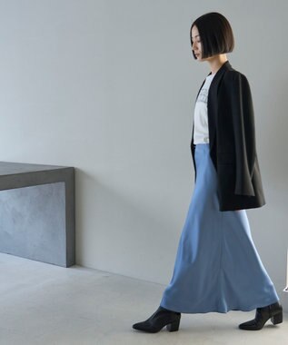 UNFILO 【新色・新サイズ登場！】サテン ナロースカート スモーキーブルー