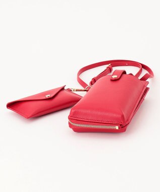 J.PRESS LADIES 【セットアイテム】 エコバッグ付き スマホ ポシェット レッド系