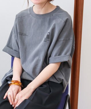 AMERICAN HOLIC 【WEB限定】ピグメント5分袖ロゴプルオーバー Charcoal Gray