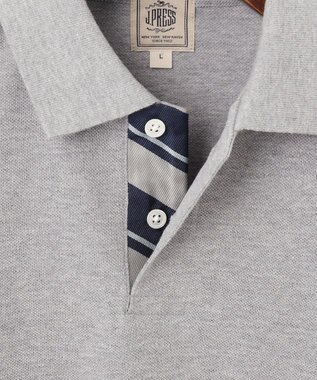 J.PRESS MEN レジメンタル ポロシャツ ライトグレー系