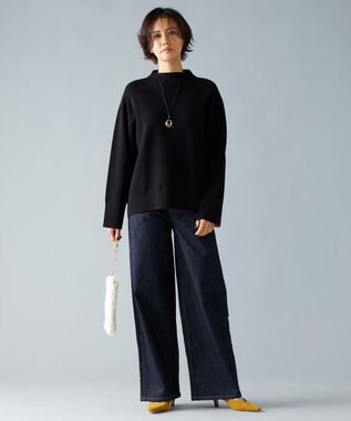 自由区 L 【洗える】365DENIMワイドストレート パンツ ネイビー系