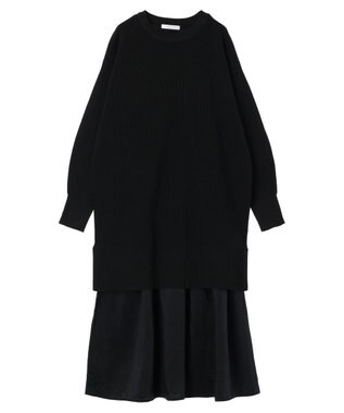 Green Parks ＳＥＴ２点　ニットチュニック＋キャミワンピース Black