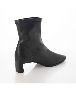 MODE ET JACOMO <carino>【レイン対応】フレアヒールストレッチブーツ ブラック