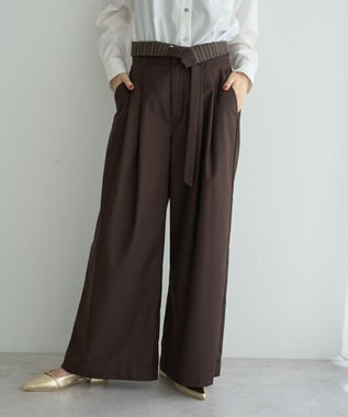 YECCA VECCA ベルト付き2wayタックワイドパンツ Dark Brown