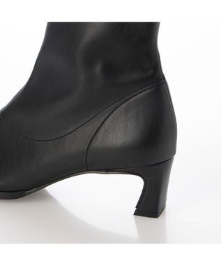 MODE ET JACOMO <carino>【レイン対応】フレアヒールストレッチブーツ ブラック