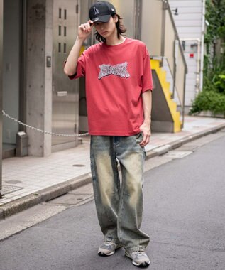 WEGO 【ユニセックス着用ITEM/MLサイズ展開】コンパクトフィットピグメントグラフィックT（SS） レッド