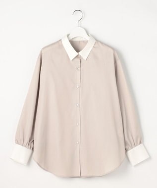 ANY SIS L ニットレイヤード シャツ ツインセット ネイビー×グレージュ