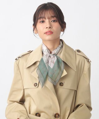 MOONBAT 【WEB限定】PAUL & JOE ACCESSOIRES シルクシフォンスカーフ 58×58cm ビリジアン(Birds on Branch)