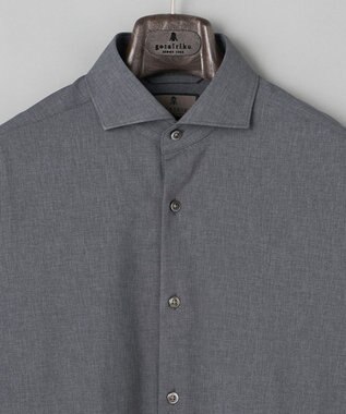 GOTAIRIKU 【シワになりにくい/ストレッチ/洗える】ウールライク シャツ_カッタウェイカラー グレー系