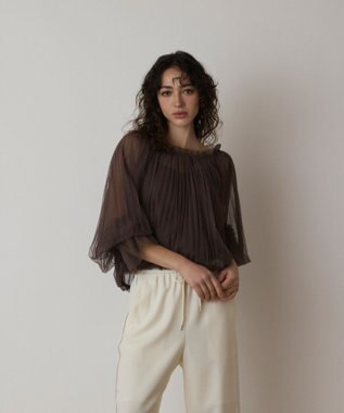 GRACE CONTINENTAL チュールプリーツトップ ブラウン