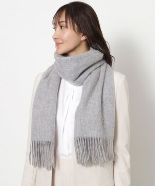 MOONBAT FURLA(フルラ）【WEB限定】ウール100％ アーチロゴ 無地ストール 190cm×60cm グレー