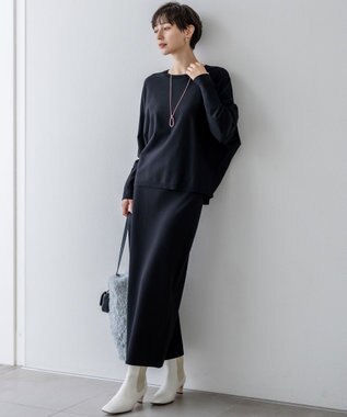 23区 【洗える/吊り干しOK】ヴィスコースストレッチ ドルマンスリーブ ニット ブラック系