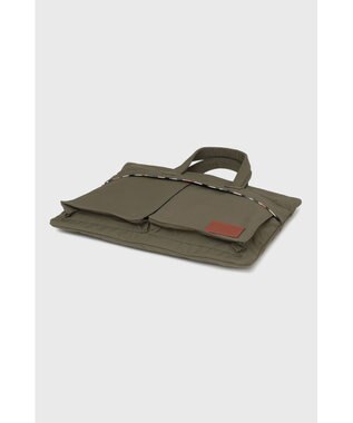 DAKS 軽量ナイロン×牛革 ハウスチェックディテール ブリーフケース パールグリーン