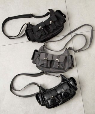 WEGO 金具デザインポケットショルダー グレー