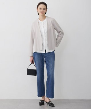 ICB L ナイロンストレッチポンチ ノーカラージャケット トープ