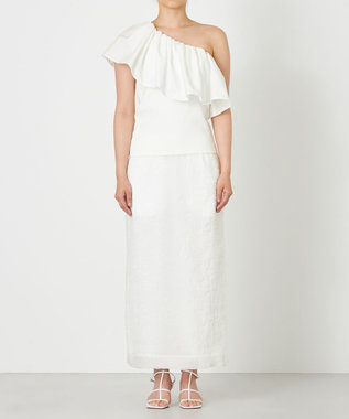 NAVE 【Nave・洗える/撥水/ストレッチ素材】ライトタフタ ワンショルダーブラウス ホワイト系