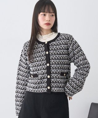 earth music&ecology ニットツイードジャケット Black