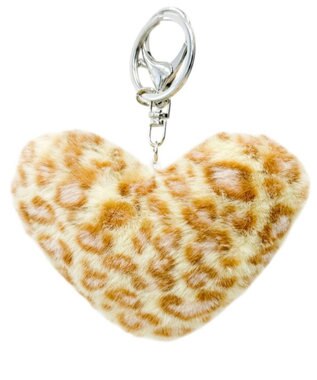 WEGO ファーレオパードハートキーホルダー