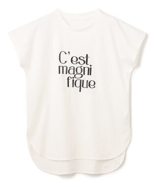 UNFILO BEAUTY FORM ロゴ刺繍フレンチスリーブTシャツ 白[ロゴ大]