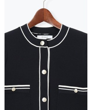 Te chichi ミラノリブ配色ラインカーディガン ネイビー