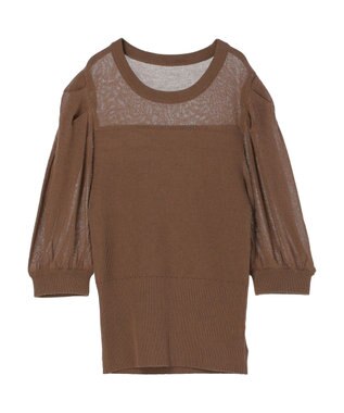 earth music&ecology シアーパワショルニットプルオーバー Mocha