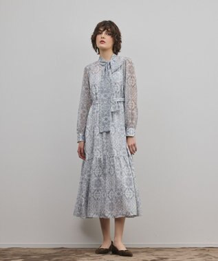 GRACE CONTINENTAL ダマスク柄風プリントワンピース