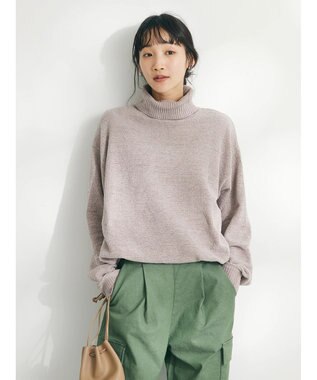 CRAFT STANDARD BOUTIQUE 洗えるコードモールタートルネックプルオーバー Gray Beige
