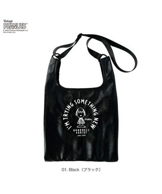 ROOTOTE 8447【スヌーピー】IP.ルーショッパー.メタリック.ピーナッツ-0Q 01：ブラック