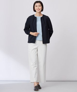 J.PRESS LADIES L 【洗える・接触冷感・UVケア・吸水速乾・防透け】麻シェルドライ ワイドストレート マリン パンツ ナチュラル系