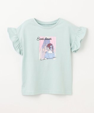ANY KIDS 袖フリル エモプリント Ｔシャツ ミント