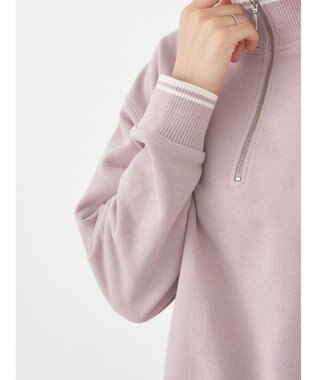 earth music&ecology ハーフＺＩＰラインプルオーバー Pink Beige